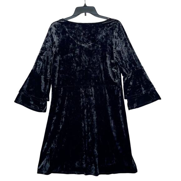Velvet Dress Flared Tiered Sleeves Whimsy Goth Witchy - Picture 4 of 9